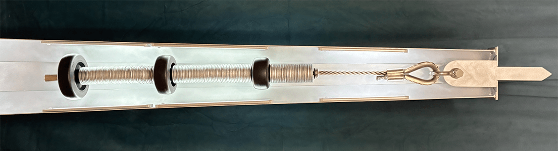 Cross-section view of a mechanical anchoring system, showcasing essential components like cables and anchors. Relevant for understanding construction techniques.